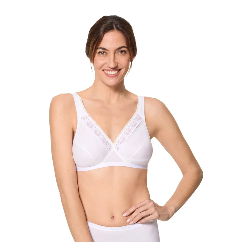 Playtex Pack of 2 Women Cotton Wireless Bras x2, White, 36B - Image 1