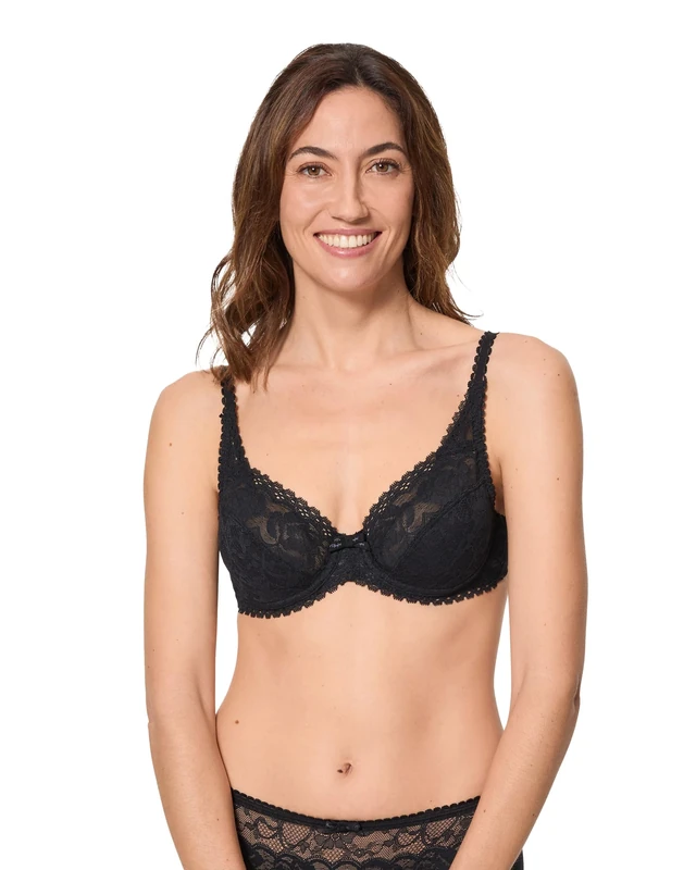 Playtex Bra New Flower Elegance Underwired Women x1 Black