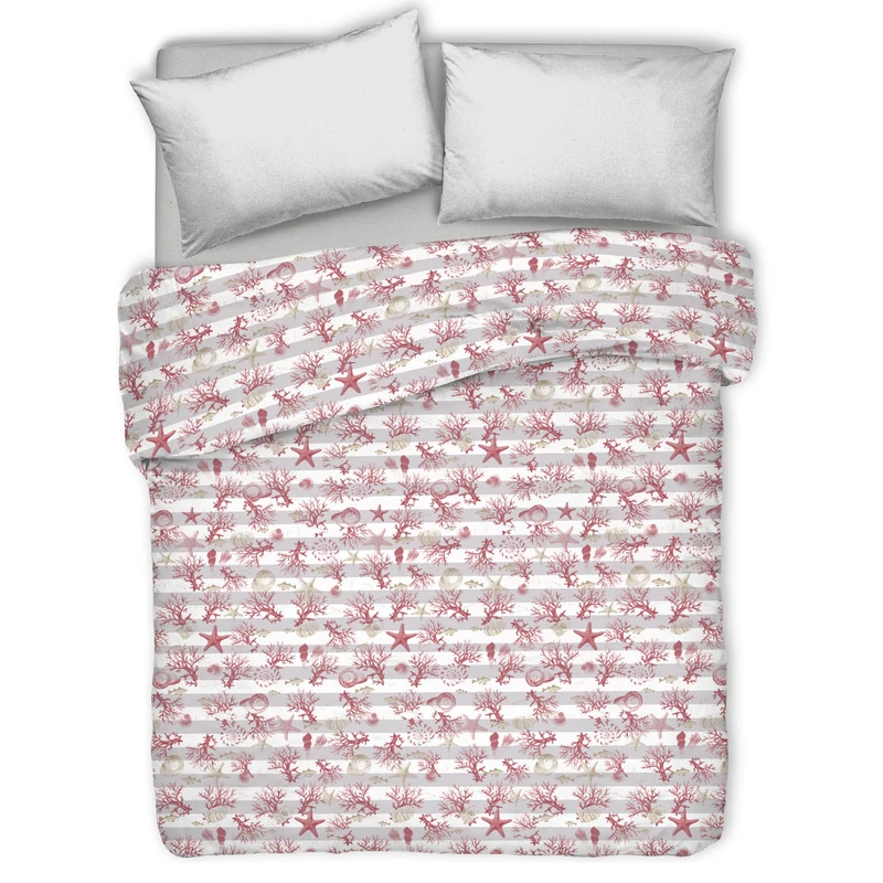 PENSIERI DELICATI Double Bedspread 260 x 280 cm, 100% Cotton Pique Single Towel, Ideal as a Furnishing Towel, Double Bed Blanket, Red Stripe Design, 100% Made in Italy