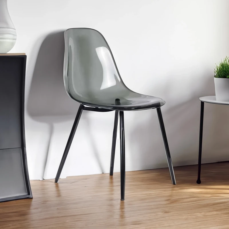 Dmora Agate Pet Armchair, Ergonomic Dining Chair, Meeting Place, 53 x 46 h81 cm, Smoky