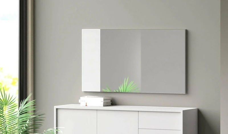Dmora Coriandolo, Decorative Entrance Mirror, Wall Decor Item with Side Profile, 100% Made in Italy, 110 x 3 x H 60 cm, White
