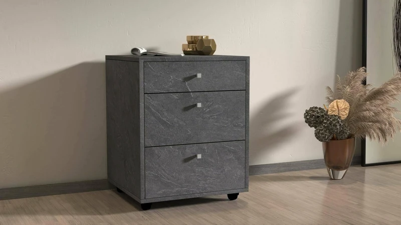 Dmora - Yorgos Chest of Drawers, Bedroom Chest of Drawers, Settimino with 3 Drawers, 47 x 45 x 61 cm, Slate