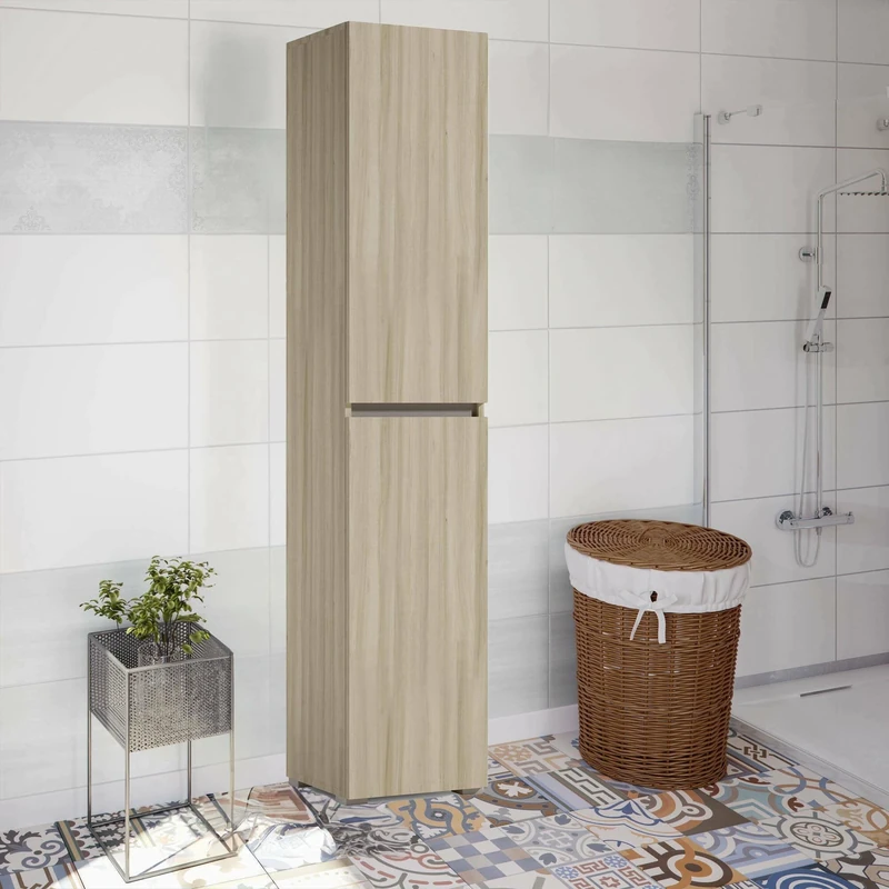 Dmora Multi-Purpose Wardrobe Birch, Shoe Rack with Adjustable Shelves, 2 Door Shoe Cabinet, 100% Made in Italy, 45 x 37 x 195 cm, Elm