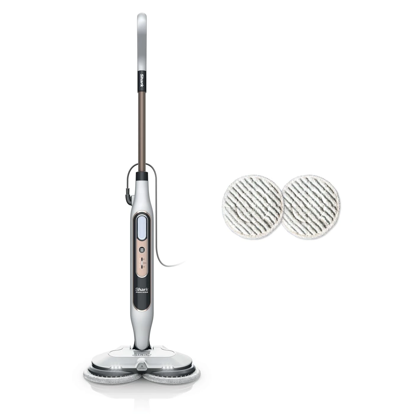 Shark Steam Mop, Automatic Steam and Scrub Steam Mop with Steam Blaster, 2 Rotating Power Pads, 3 Steam Settings, Stain & Dirt Removal, For all Sealed Hard Floors, 8m Cord, White & Grey S8201UK