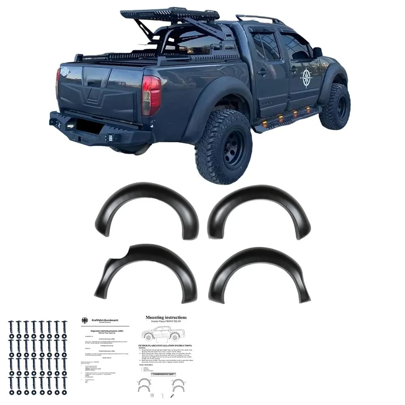 Oneway Set Fender Flares compatible with Nissan Navara D40 2005-2010 - Matt black