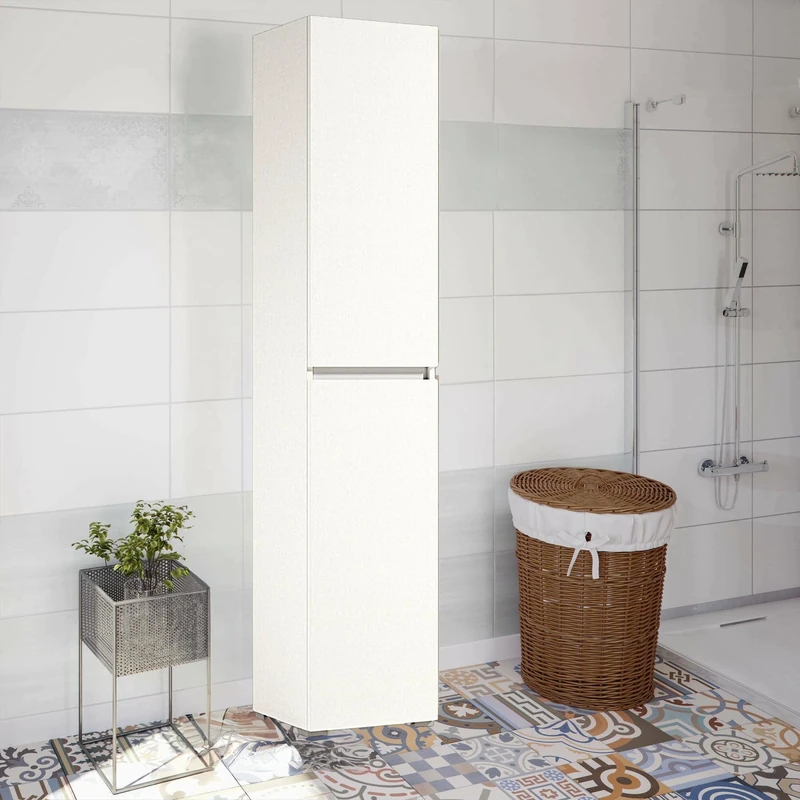 Dmora Multi-Purpose Wardrobe Birch, Shoe Rack with Adjustable Shelves, 2 Door Shoe Cabinet, 100% Made in Italy, 45 x 37 x 195 cm, White