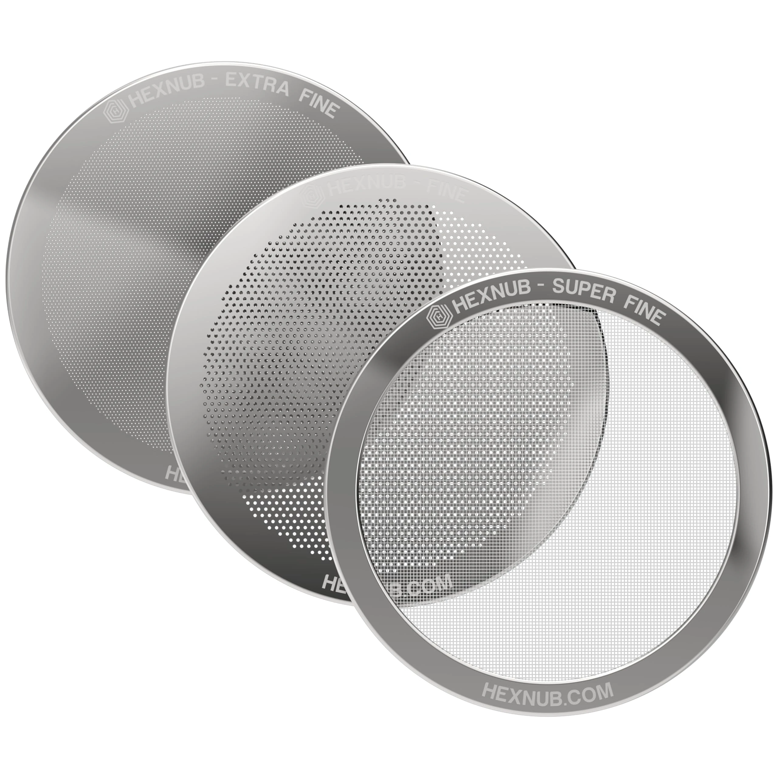 HEXNUB - Reusable Metal Filter for AeroPress Coffee Maker, Stainless Steel Filter Fits AeroPress Original & Go Coffee Press, Fuller Bodied Coffee Than Paper Filters - Silver 3-Pack