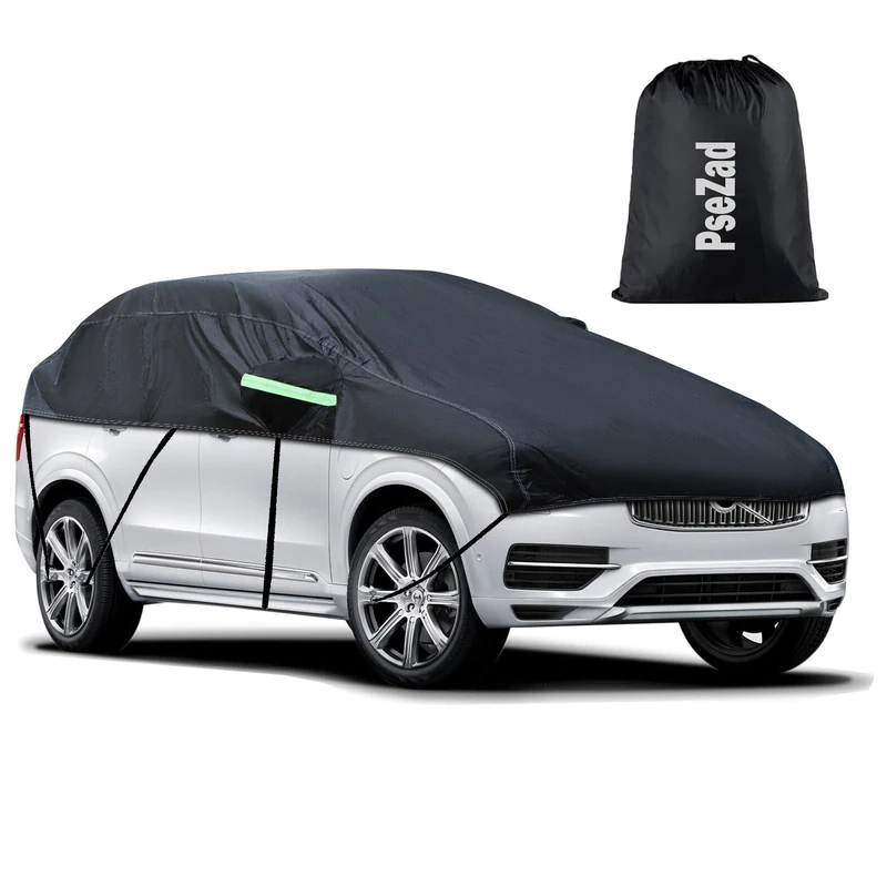 Universal SUV MPVHalf Car Cover Waterproof All Weather, Hail Protector Car Body Covers Outdoor Indoor for All Season Windproof Dustproof UV Resistant Snowproof Protect Your Windshield and Roof