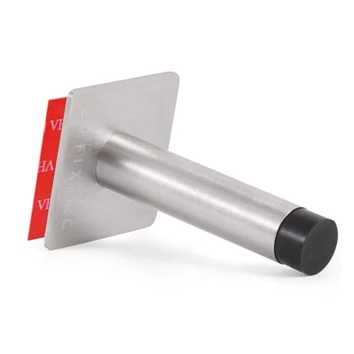 Long Door Stop - 1 Pack - Silver - 2-in-1 Installation with 3M VHB Self Adhesive Tape or Screws, Floor and Wall Mounted Door Stop…