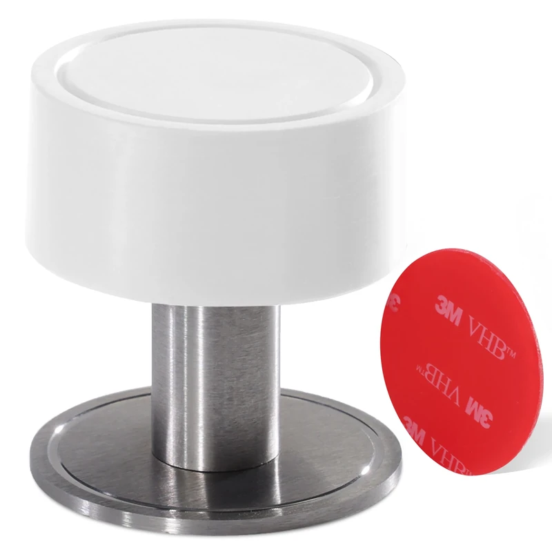 Door Stop - 1 Pack, Door Stoppers for Floor with Noise Dampening Rubber, 2-in-1 Self Adhesive Door stoppers for skirtings with 3M VHB or Screws, Wall Mounted Door Stops Indoors, White