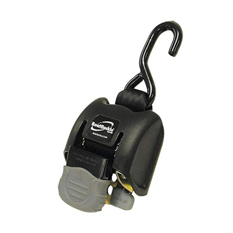 BoatBuckle G2 Boat Transom Straps for Boat Trailer (2x43-Inch, 2,500lbs Break Strength) Ratchet Tie Down Straps to Trailer, Bolt on Retractable Ratchet Straps, 1-Count