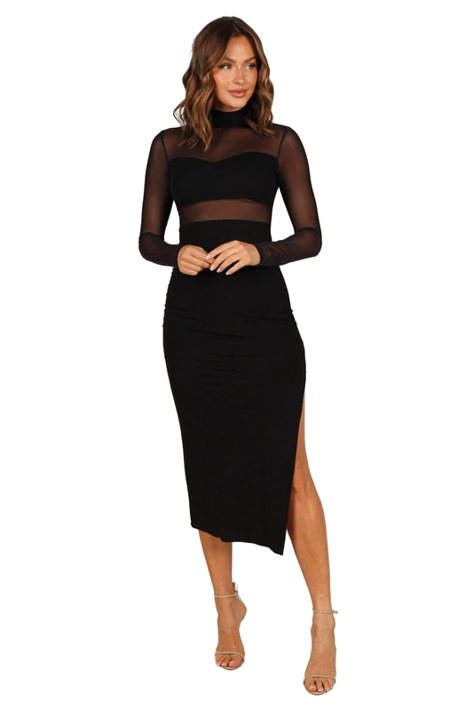 Petal & Pup Women's Farrow Long Sleeve Midi Dress Special Occasion, Black, XL - Image 1