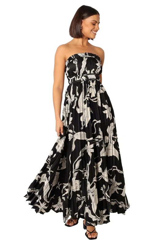 Petal & Pup Women's Angelique Strapless Maxi Dress, Black Floral, XS - Image 1