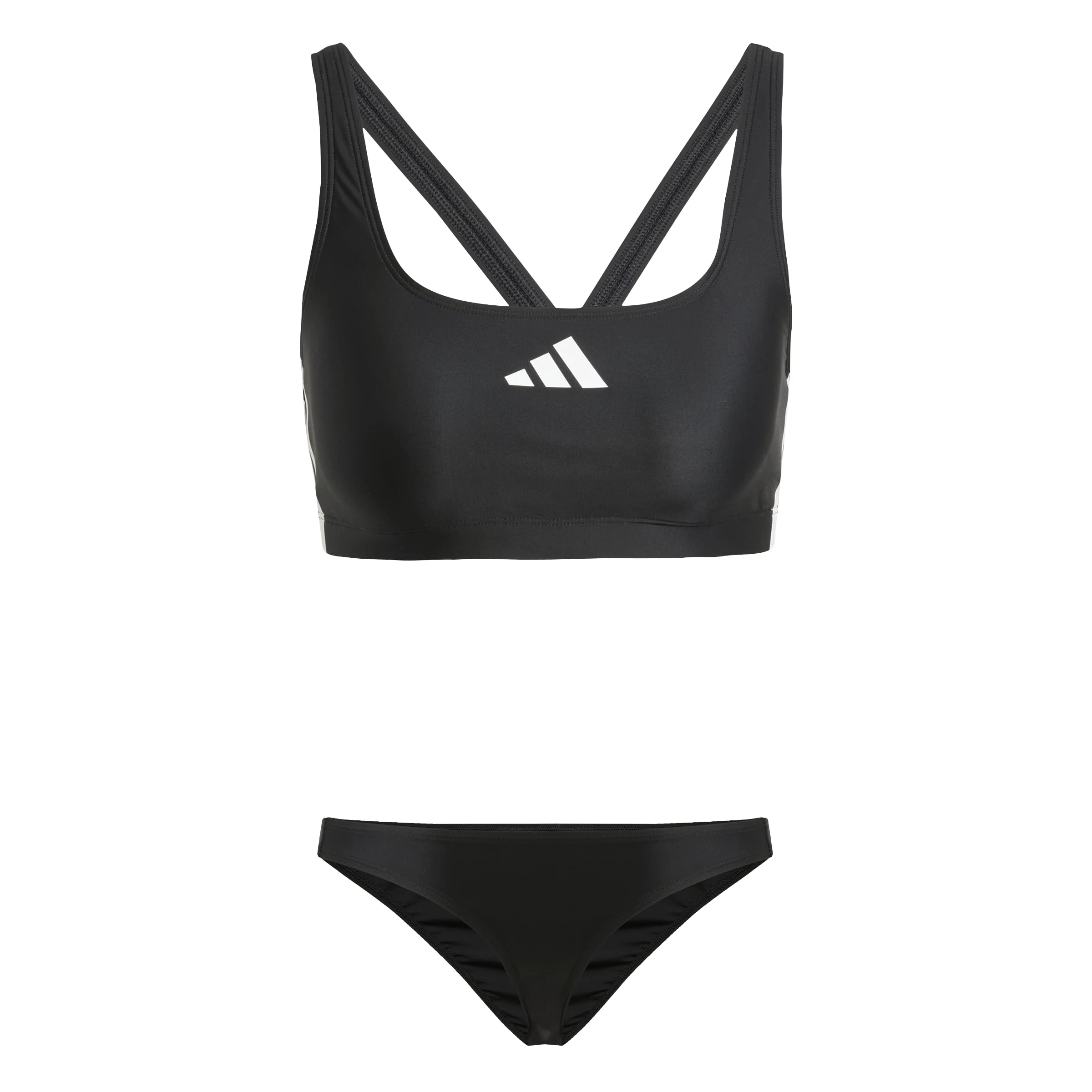 adidas Women's 3-Stripes V-Back Bikini Set, Black/White, 2 UK
