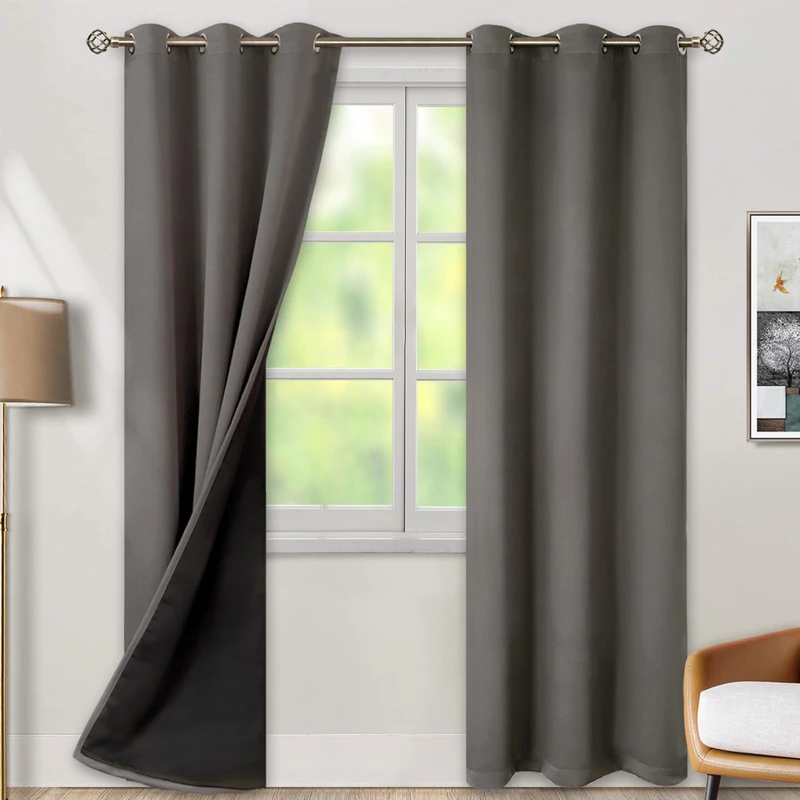 BGment Grey Blackout Curtains 84 Inches Long 2 Panels Set for Living Room, Thermal Insulated 100% Light Blocking Curtains & Drapes, Grommet Soundproof Curtains for Bedroom Window, Each 38 Wide