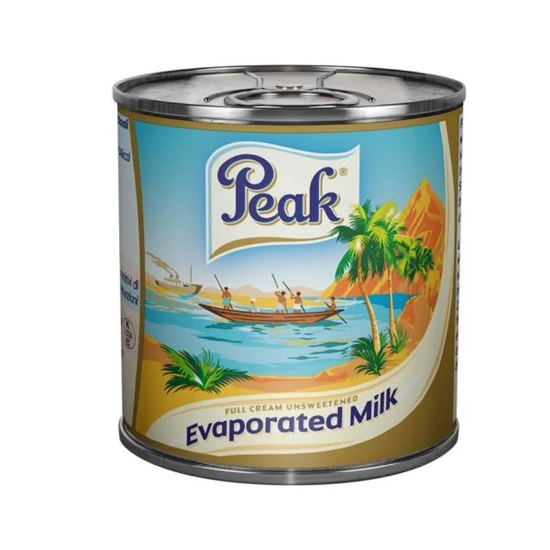 Peak Evaporated Milk – Full Cream – Rich & Creamy Texture for Tea, Coffee, Desserts & Cooking – Perfect for Baking, Sauces & Beverages – Long Shelf Life – 170g Tin