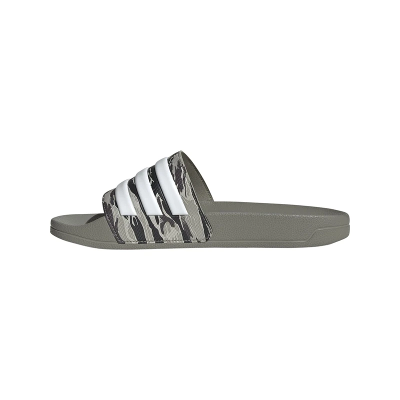 adidas Unisex-Adult Adilette Shower Slip On Slides, Silver Pebble/Silver Pebble/White, 14 Women/13 Men