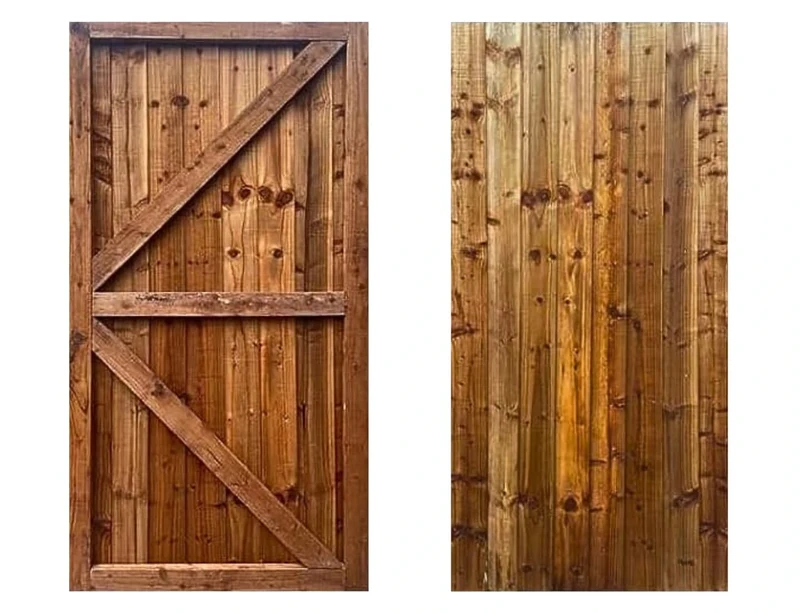 BEDS PLANET Garden Gate, Pedestrian Wooden Gate Pressure Treated, Wooden Feather Edge Garden Door Gate 180cm High x 75cm Wide x 6cm Deep