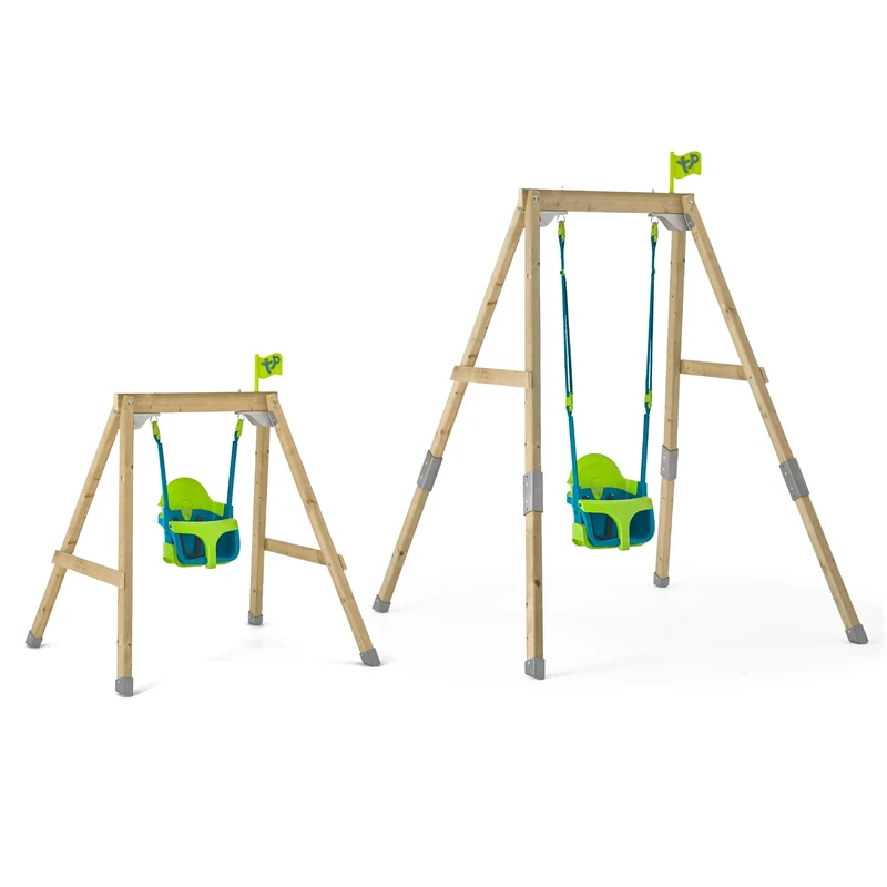 TP Toys Wooden Swing Frame + Quadpod 4-in-1 Ajustable Baby, Toddler and Child Swing Seat, Premium Outdoor Playground Swing Seat with Adjustable Ropes and Safety Strap, 6 months - 8 years