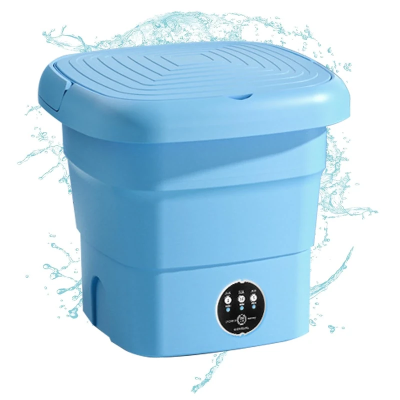 Portable Washing Machine, Low Noise Washer, Timing Foldable Touch Screen Washer With Adapter, Foldable Washing Machine, Space Saving Washing Machine, Folding Machine For Undergarments