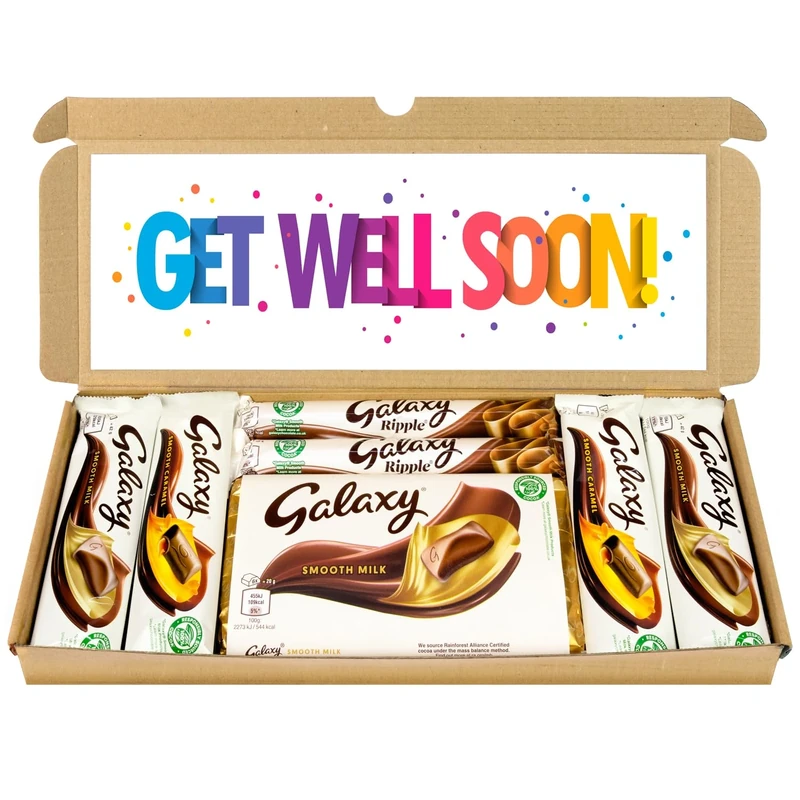 Selection Box Chocolate Hamper | Letter Box Gift | Fullsize Galaxy Chocolate bars | Ideal Gifts For Women, Men, Kids (Get Well Soon, Full Size)