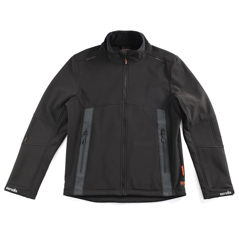 Scruffs Black Trade Softshell. Durable, water‑resistant design featuring two secure zipped hand pockets for practical, everyday storage