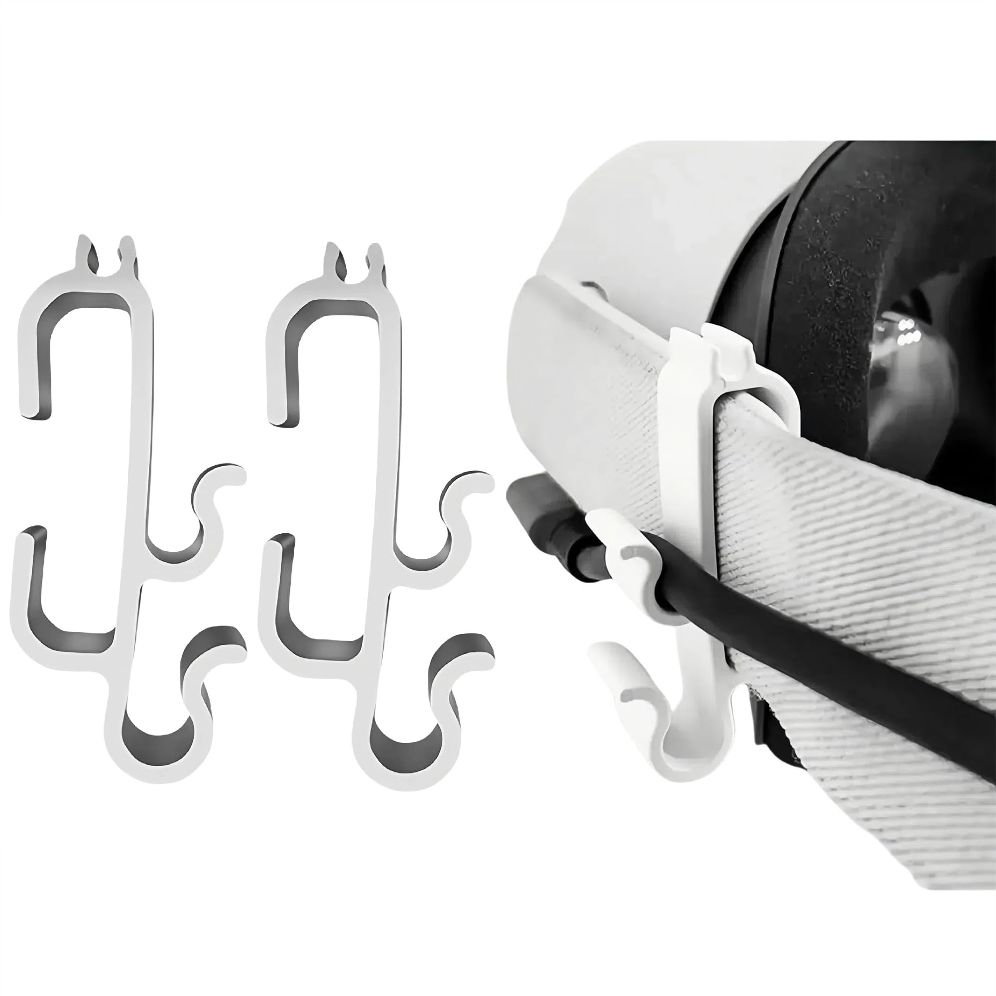 VicRole VR Cable Clamp for Meta Quest 3S, Quest 3, Quest 2 – 3-Slot Drop-Proof Cord Organizer, Adjustable Headset Cable Clip - White