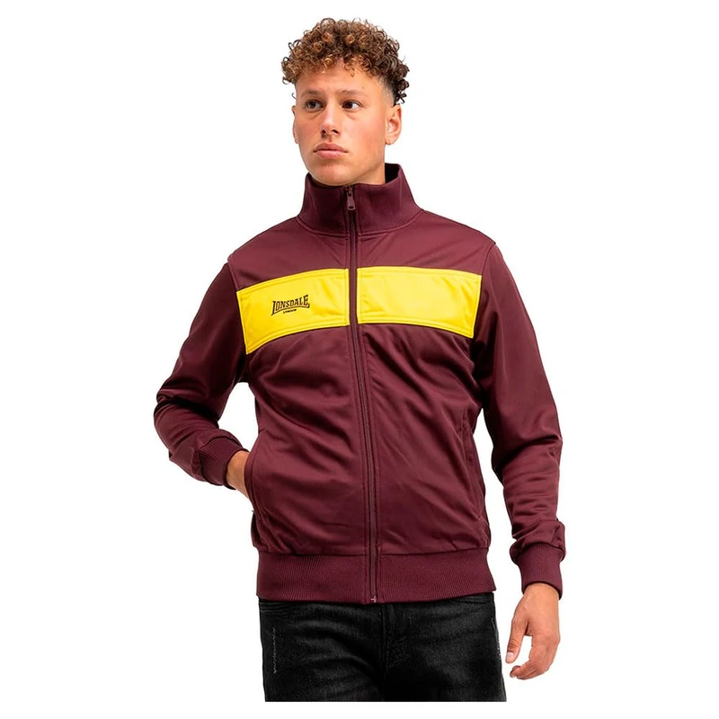 Lonsdale Men's Alnwick Training Jacket, Oxblood/Yellow, 4XL