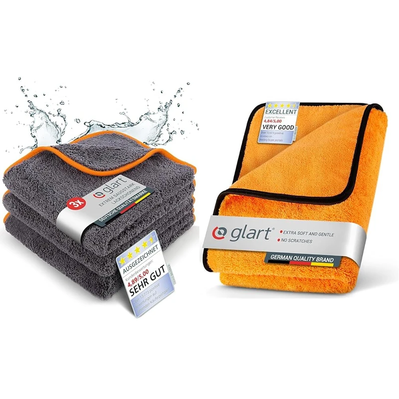Glart 443TPO Premium Microfiber Cloth Set - 600 GSM Car Drying Towels