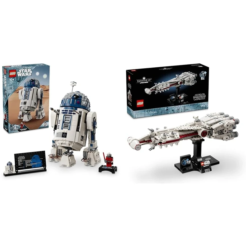 LEGO Star Wars R2-D2 Model Set, Buildable Toy Droid Figure for 10 Plus Year Old Boys & Girls & Star Wars Tantive IV Set, Collectible 25th Anniversary Starship Model Kit for Adults to Build
