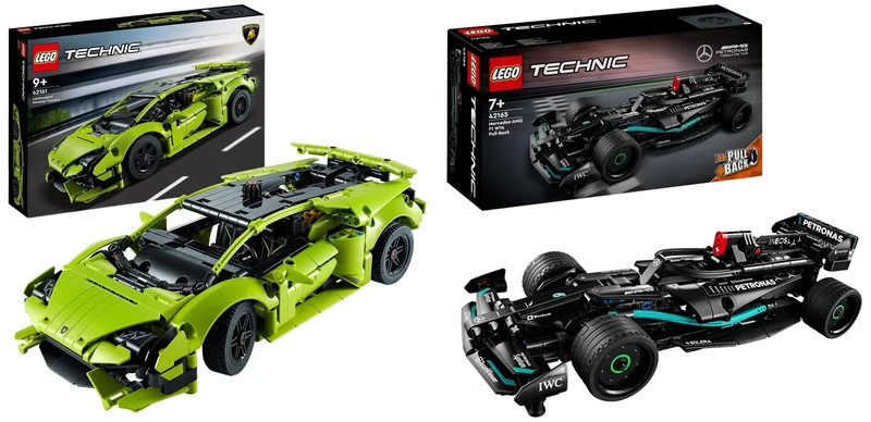 LEGO 42161 Technic Lamborghini Huracán Tecnica Toy Car Model Kit, Racing Car & Technic Mercedes-AMG F1 W14 E Performance Race Car Toy for Kids, Boys and Girls aged 7 Plus Years Old, Pull-Back