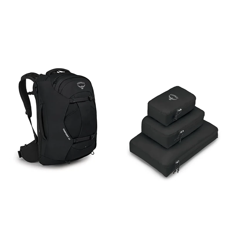 Osprey Europe Men's Backpack, Black, One Size & Packing Cube Set Unisex Accessories - Travel Black O/S - Image 1