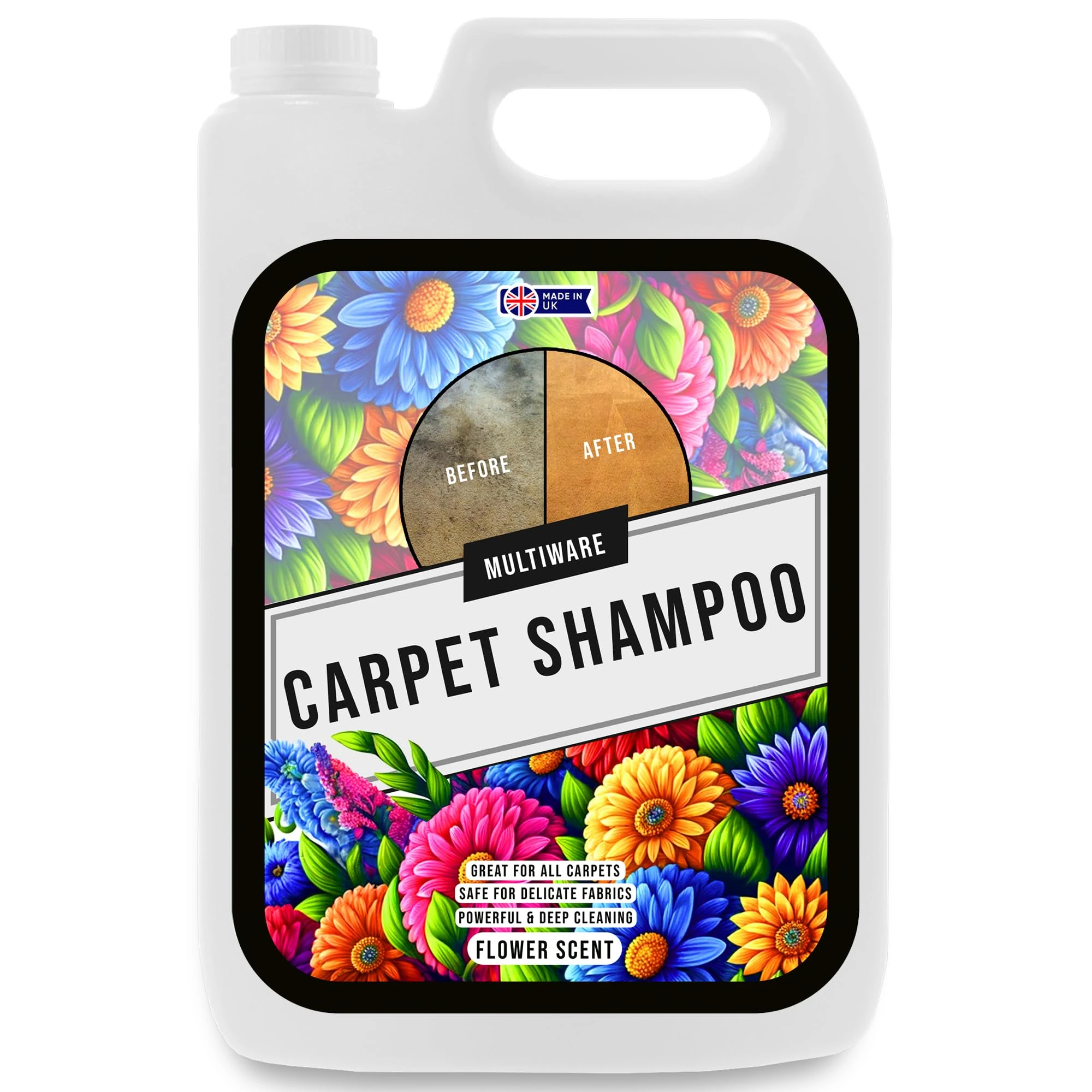 MultiWare Carpet Cleaner Shampoo Flower Scent 5L | Carpet Shampoo for Machines | Carpet Cleaner Solution | Safe for ALL Machines | Pet Friendly Formula | Removes Pet Odours and All Stains | 1 Bottle