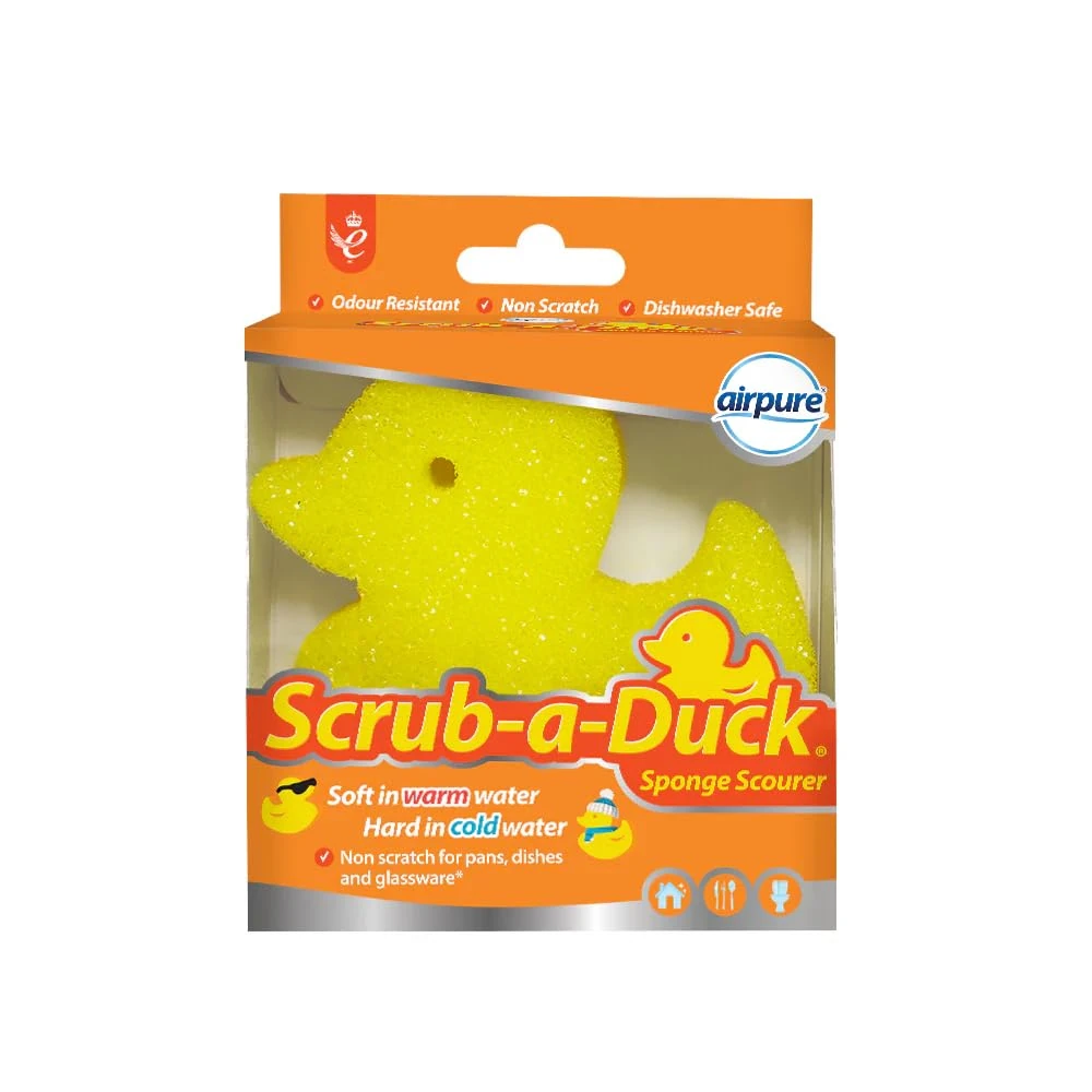 Scrub-a-Duck Sponge Scourer | Odour Resistant | Non Scratch | Dishwasher Safe | Cleaning Product for Kitchen & Bathroom