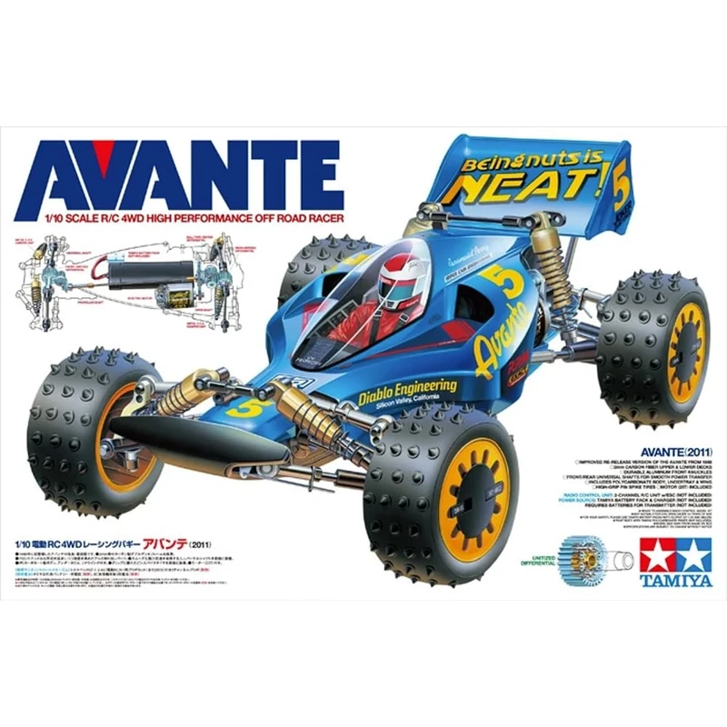 TAMIYA 58489 1:10 Avante 2011-Remote Controlled Car, Vehicle, Model Making, Building Kit, Hobbies, Crafts, RC Buggy, Blue