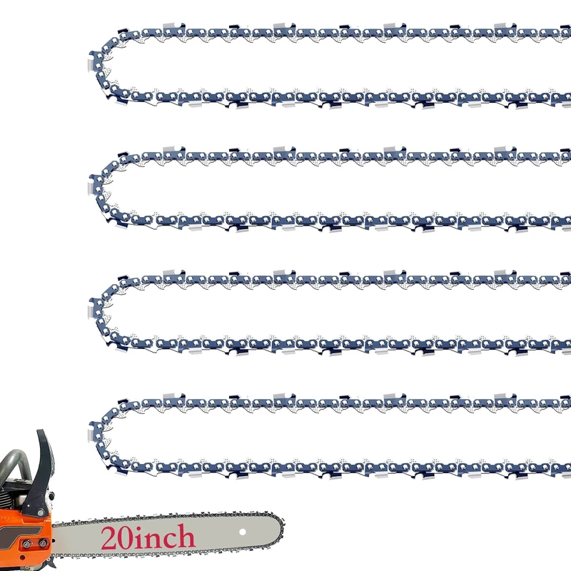4 Pack 20 Inch Chainsaw Chain 72 Drive Links .050" Gauge 3/8" Pitch, Replacement Chains 20" Chain Saw Chain Fits for Husqvarna 455 Rancher Chain Stihl Makita Chainsaw and More
