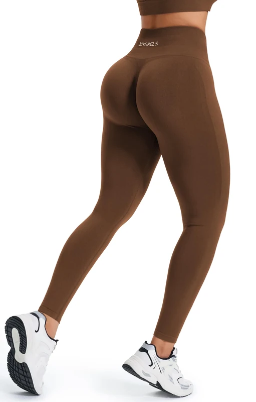 JOYSPELS Women's Butt Lift Leggings - Seamless Scrunch Bums Gym Leggings, High Waisted Yoga Running Sports Workout Leggings for Women - MochaBisqu - M