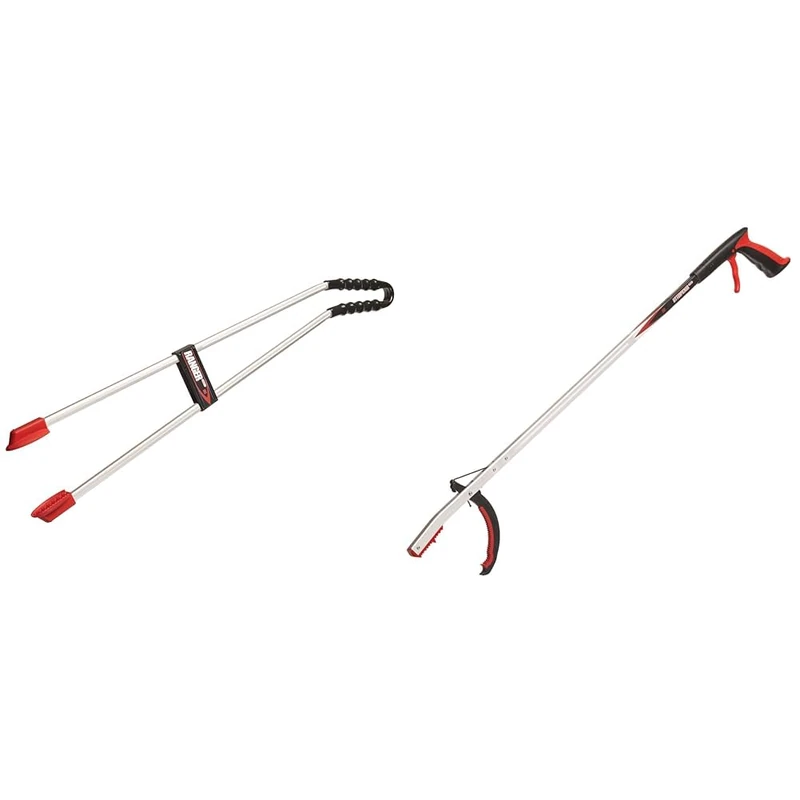 The Helping Hand Company Ranger MAX Tong Style Litter Picker with Curved Handle 35”/89cm & Litter Grabber Litter Picker PRO 33”/85cm, Heavy Duty Litter Picker