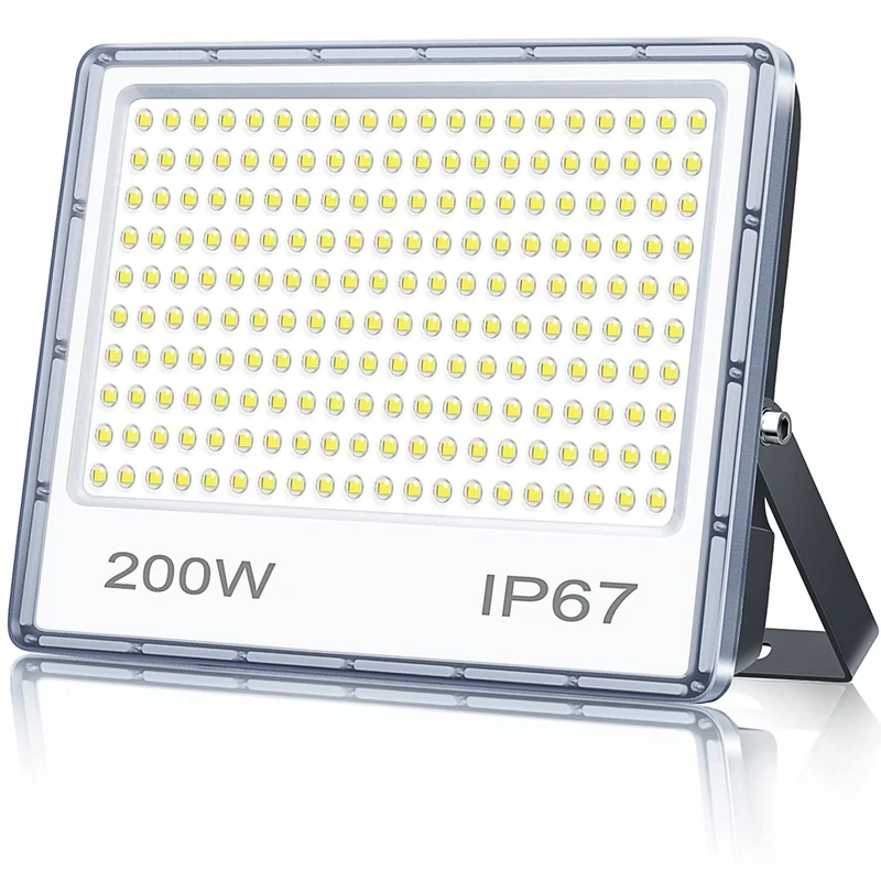 TASINUO 200W LED Floodlight Outdoor 1 Pack, IP67 Waterproof Outside Security Lights, 20000LM 7000K Cool White LED Floods Light Outdoor LED Spotlight for Garden, Garage, Warehouse, Workshop, Factory