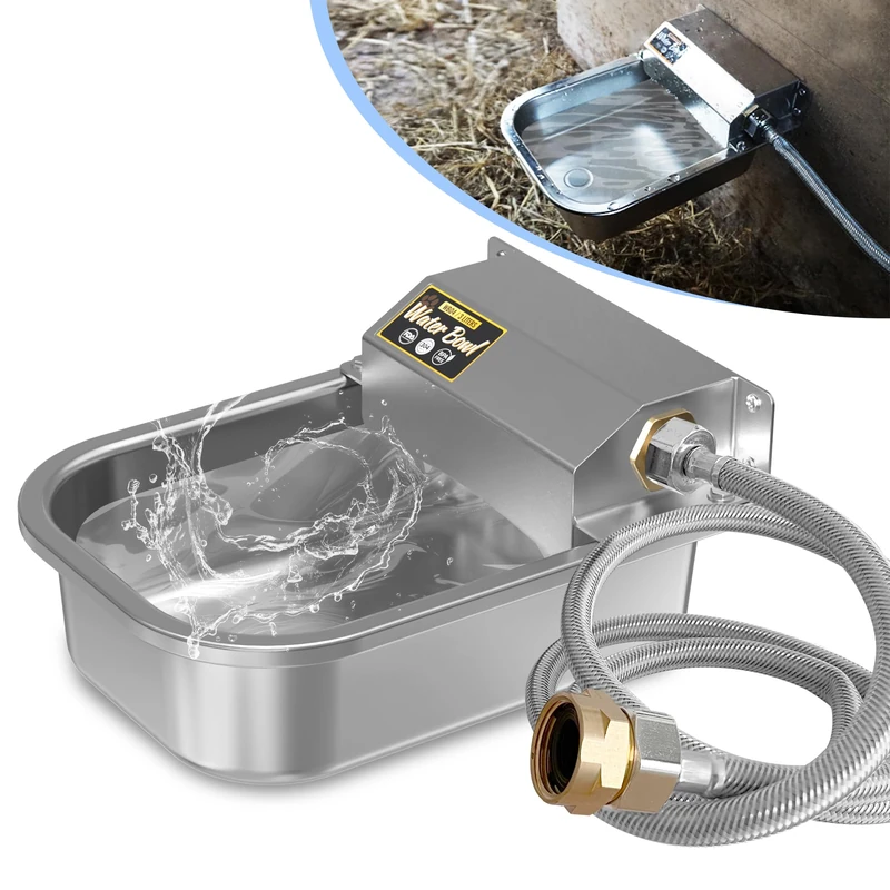 PETIMI Automatic Water Dispenser for Dogs, 101oz Outdoor Dog Water Bowl, 304 Stainless Steel Water Feeder for Small to Large Pets, Large Livestock Waterer, Anti-Tipping, Water Auto-Fill, Easy to Clean
