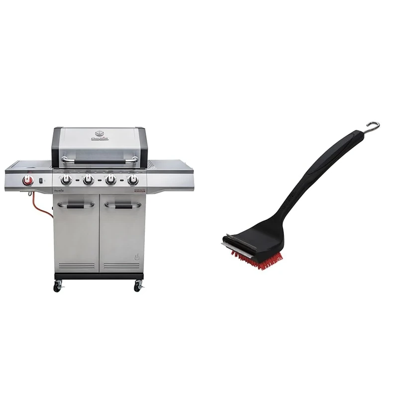 Char-Broil Advantage PRO S 4-4 Burner Gas Barbecue Grill with TRU-Infrared Technology and 900 °C Sear Burner & 140533-2-in-1 "Cool-Clean" Grill Cleaning Brush and Scraper, Black, 7.5 x 10 x 44 cm