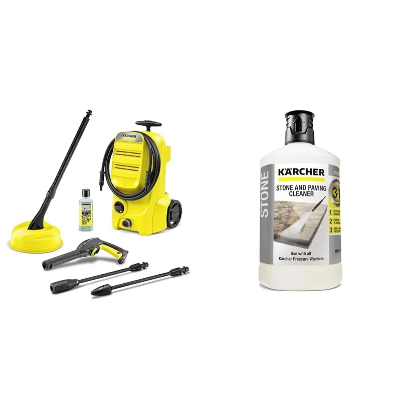 Kärcher K 3 Classic Home Pressure Washer, Pressure: max. 120 bar, Flow Rate: 380 l/h, Area: 25 m²/h & 62957650 3-in-1 Stone Plug and Clean - Black