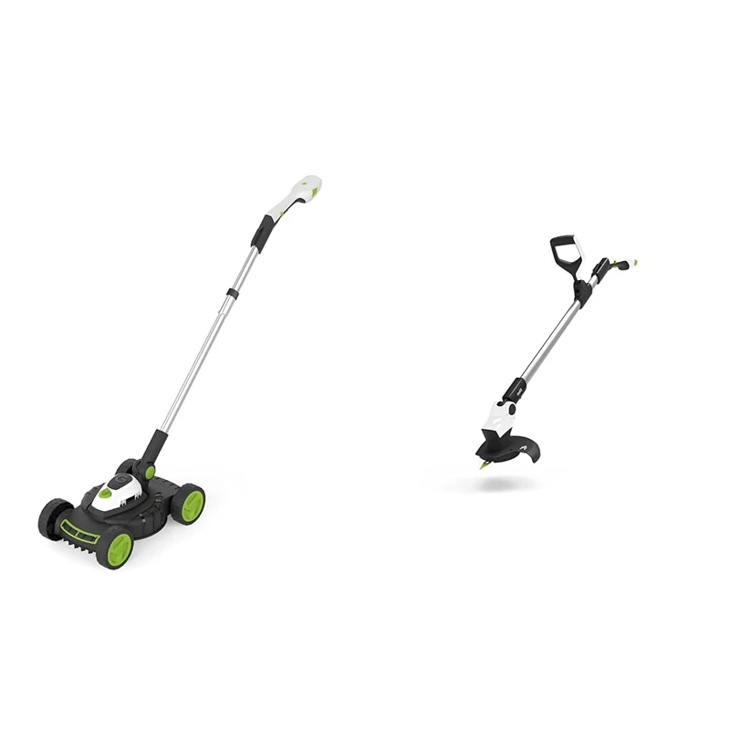 Gtech SLM50 Small Lawnmower | Cordless Electric Lightweight Grab and Go | 2 Cutting Heights & GT50 Grass Trimmer | Lightweight Cordless Strimmer | Powerful 9000 RPM | 120cm Reach