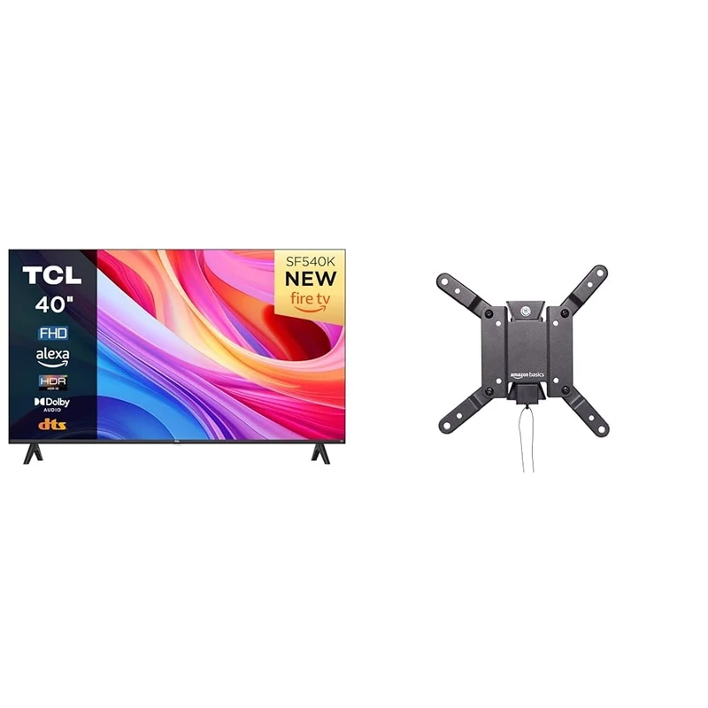 TCL 40SF540K 40-inch FHD Smart Television - HDR & HLG-Dolby Audio-DTS Virtual X & Amazon Basics Tilt TV Wall Mount For 12-40 inches TVs and VESA 200 x 200, Black