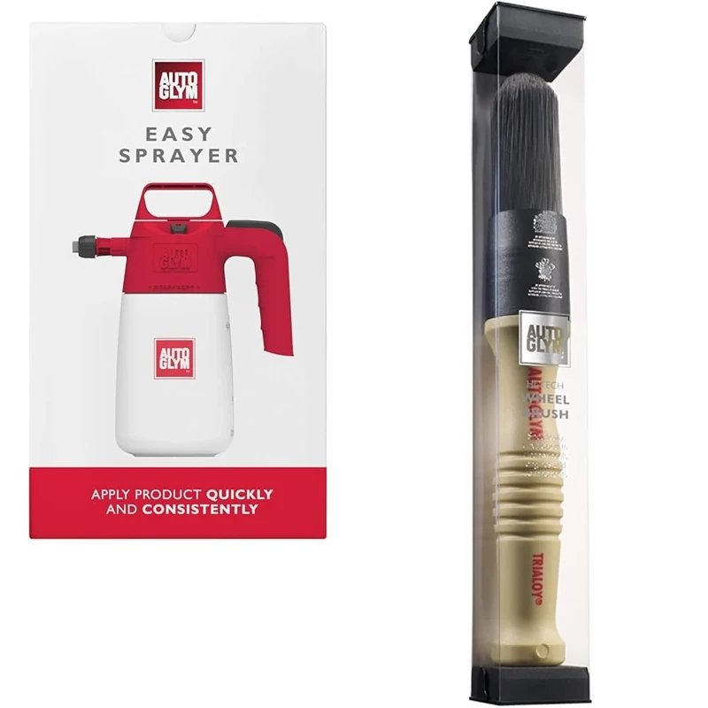 Autoglym Easy Sprayer,Durable Multipurpose Pressure Sprayer To Apply Car Cleaning Product & Hi-Tech Wheel Brush - Versatile Car Wheel Cleaning and Detailing Brush