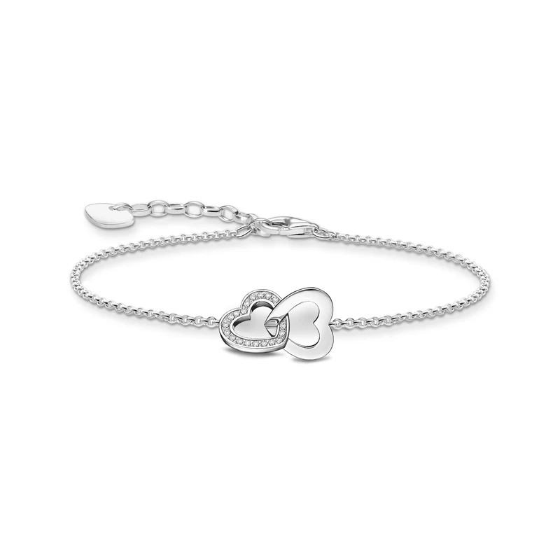 Thomas Sabo Gold Plated Silver Intertwined Heart Bracelet A2163-051-14, Eine Grösse, Sterling Silver, Cubic Zirconia