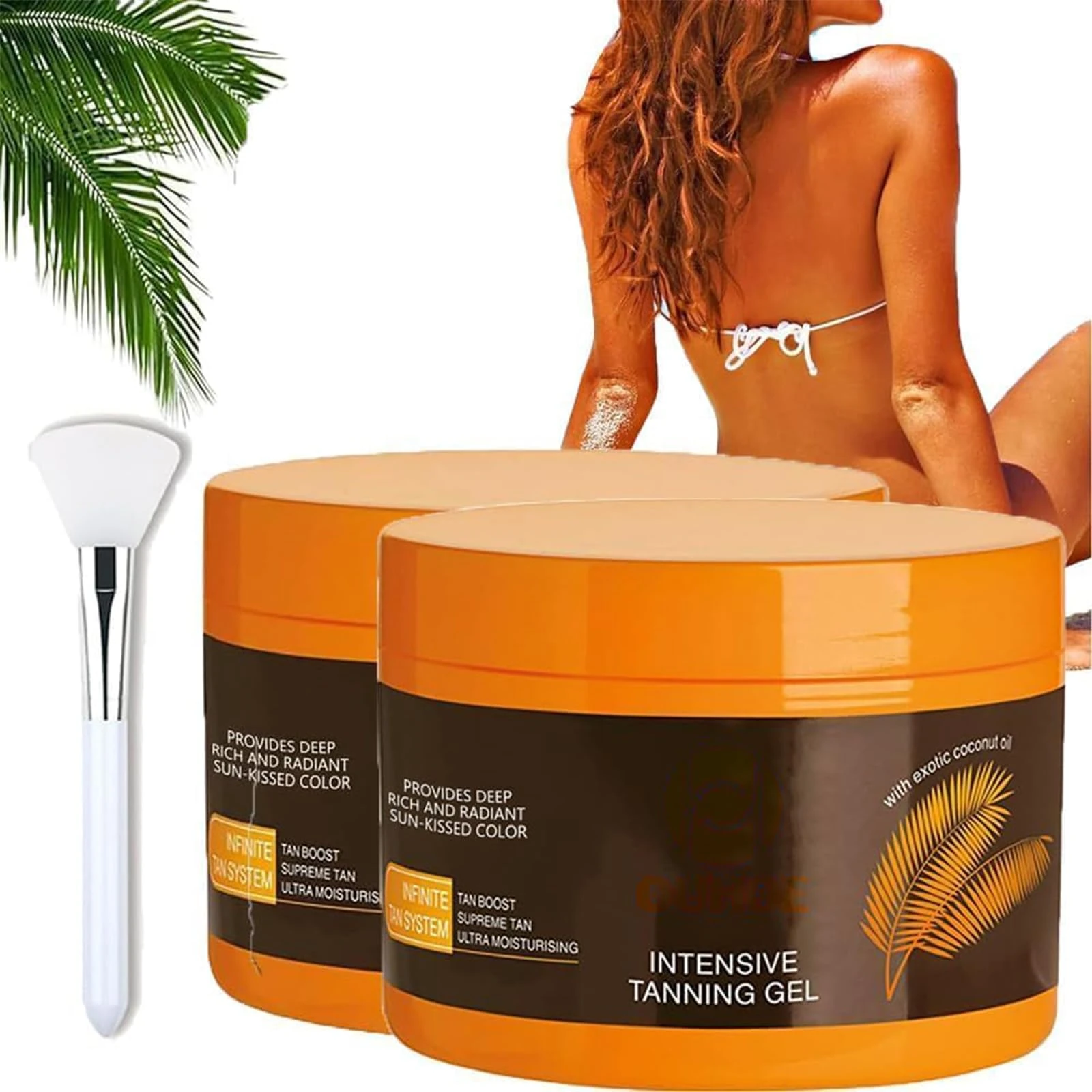2Pcs Intensive Tanning Gel, Natural Tanning Accelerator Cream, Self Tanner Oil, Sunscreen without SPF, Fast Acting Tanning Accelerator for Sunbed & Outdoor Use