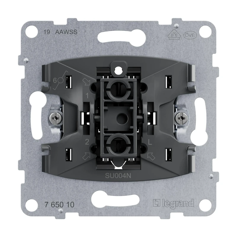 LEGRAND, Seano Toggle Switch Insert with N-Terminal, Plug-In Terminals, LED Lighting Function Retrofittable (Item Number: 764526), LED Control Function Retrofittable (Item Number: 764521), 10 AX,