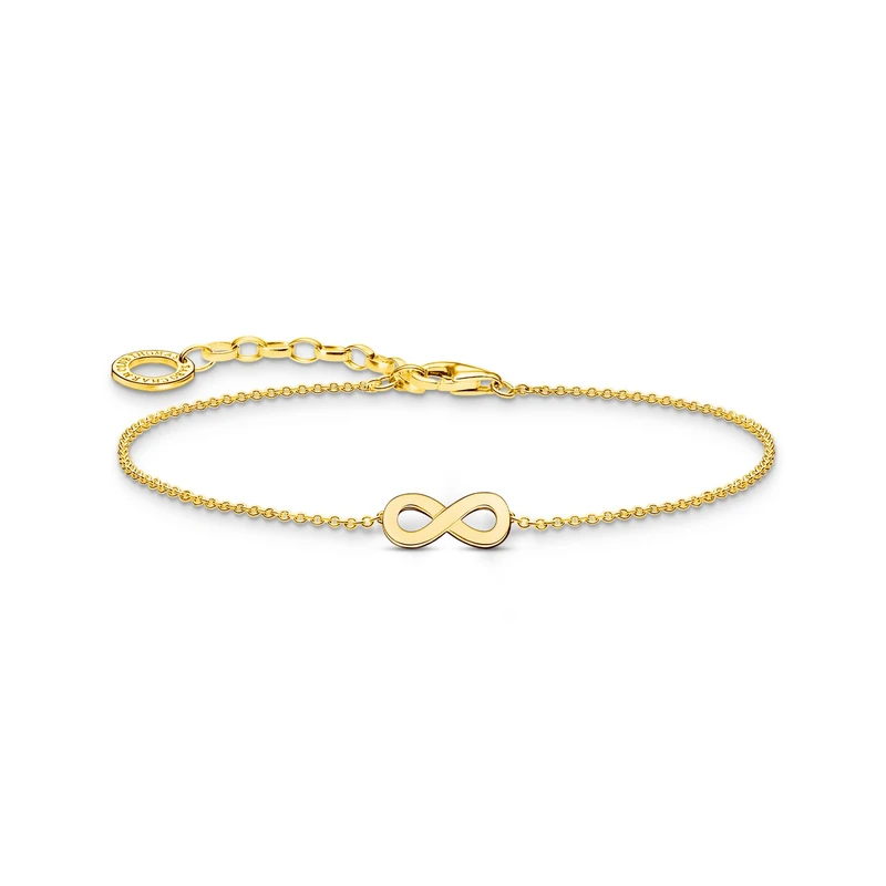 Thomas Sabo A2161-413-39 Sterling Silver Gold Plated Silver Infinity Bracelet, Eine Grösse, No Gem, Eine Grösse, Sterling Silver, No Gemstone