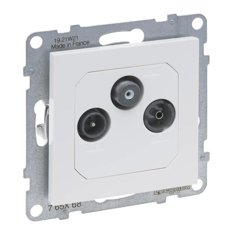 LEGRAND, Seano 765168 Feed-Through Socket TV-R-SAT HD-TV Connection Loss 14 dB Ultra White